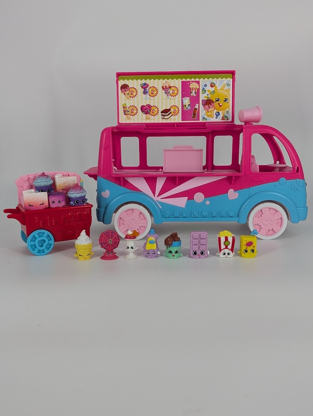 Shopkins Pink & Blue Ice Cream Truck with Dessert Cart and Mini Collectibles